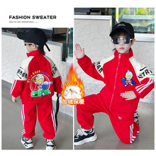 奥特曼衣服男童秋冬棒球服套装2025新款帅气时髦男孩加绒运动套装
