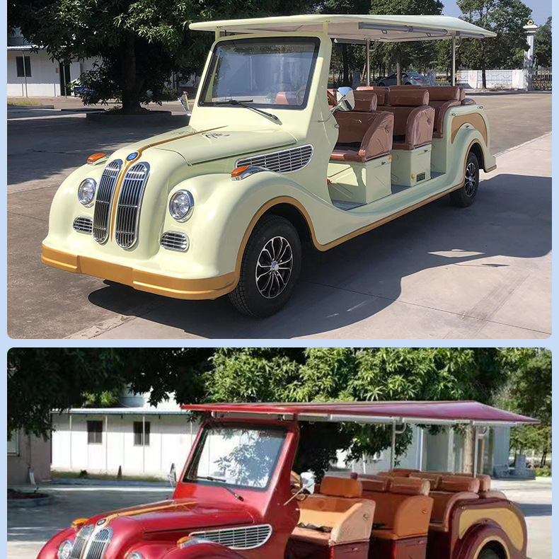 4-Row 11-Seat Electric Vintage Car Shuttle Bus with Ce Certification for Tourist Attractions, Wineries, Parks, and Guesthouses