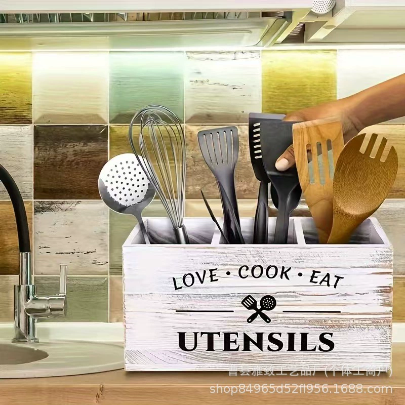 Американская ретро деревянная столовая столовая посуда коробка для хранения кухни из цельного дерева