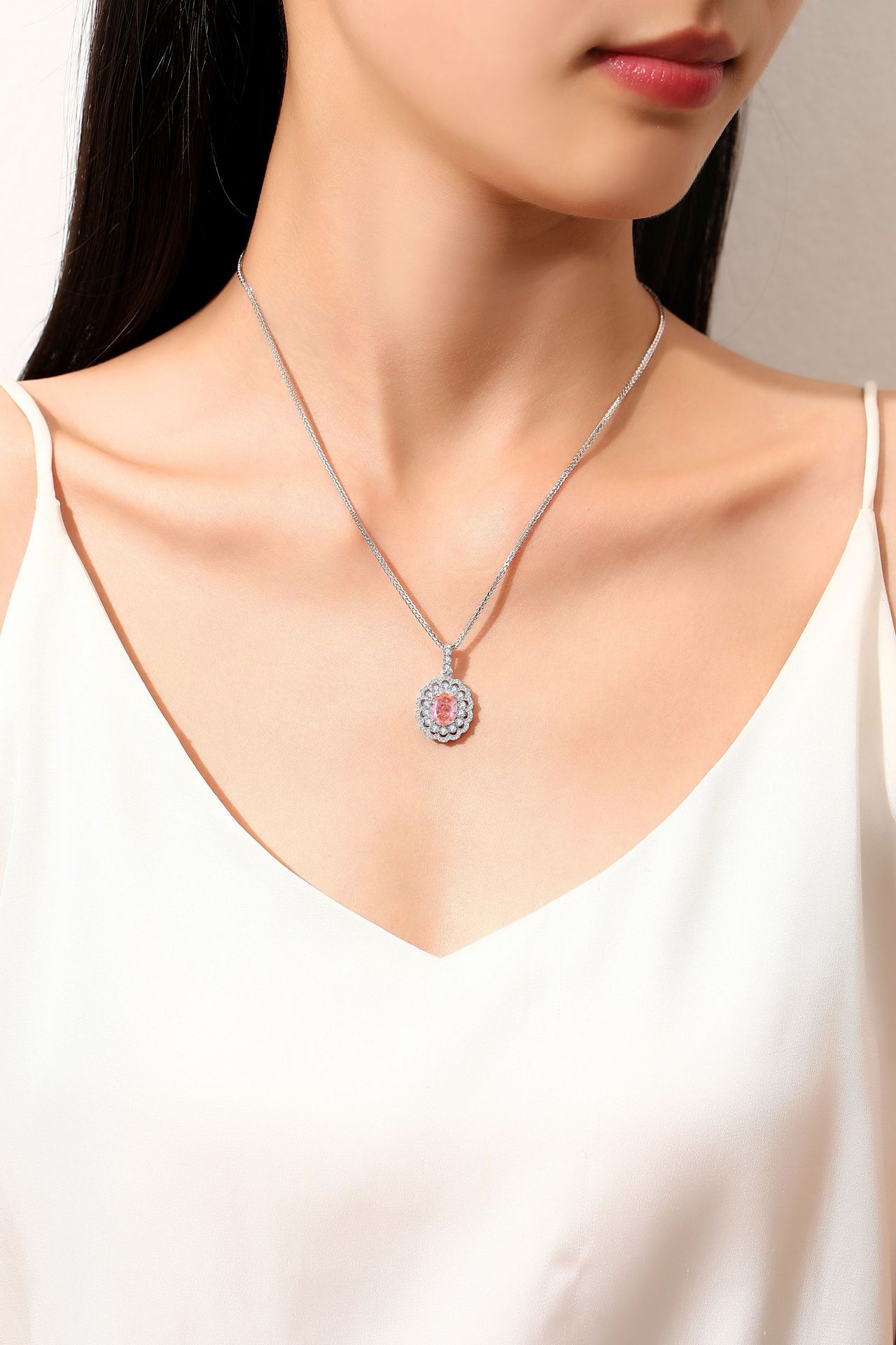 Rhodium Plated Plating Material 925 Sterling Silver Pendant Material 1 Piece 925 Sterling Silver Geometric Zircon High Carbon Diamond 925 Sterling Silver Cable Chain Pendant Necklace