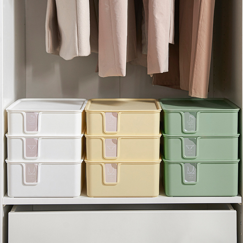 Caja de almacenamiento de ropa interior calcetines domésticos ropa interior compartimento de armario a prueba de polvo tres en uno sujetador cajón caja de Organización p