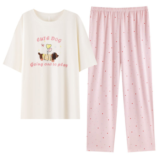 [7A Antibacterial] Summer New Women's Pajamas Cotton Short-sleeved Pants Korean Style Cute Thin Home Clothes suit