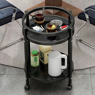 棋牌室麻将机水杯架客厅圆形小茶几烟灰缸麻将馆茶水架可移动带轮