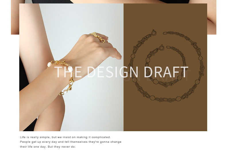 Fashion Geometric Titanium Steel Beaded Bracelets Necklace 1 Piece