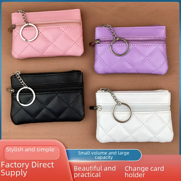 2022 New Diamond Hand Card Holder Short Women's Korean Coin Purse Large Capacity Multi-Card Slot Zipper Wallet