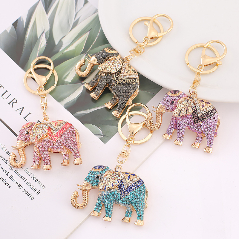 Cross-Border Elephant Rhinestone Keychain Metal Car Accessories Pendant Korean Board Creative Keychain Christmas Small Gift Cross-Border Elephant Rhinestone Keychain Metal Car Accessories Pendant Korean Board Creative Keychain Christmas Small Gift