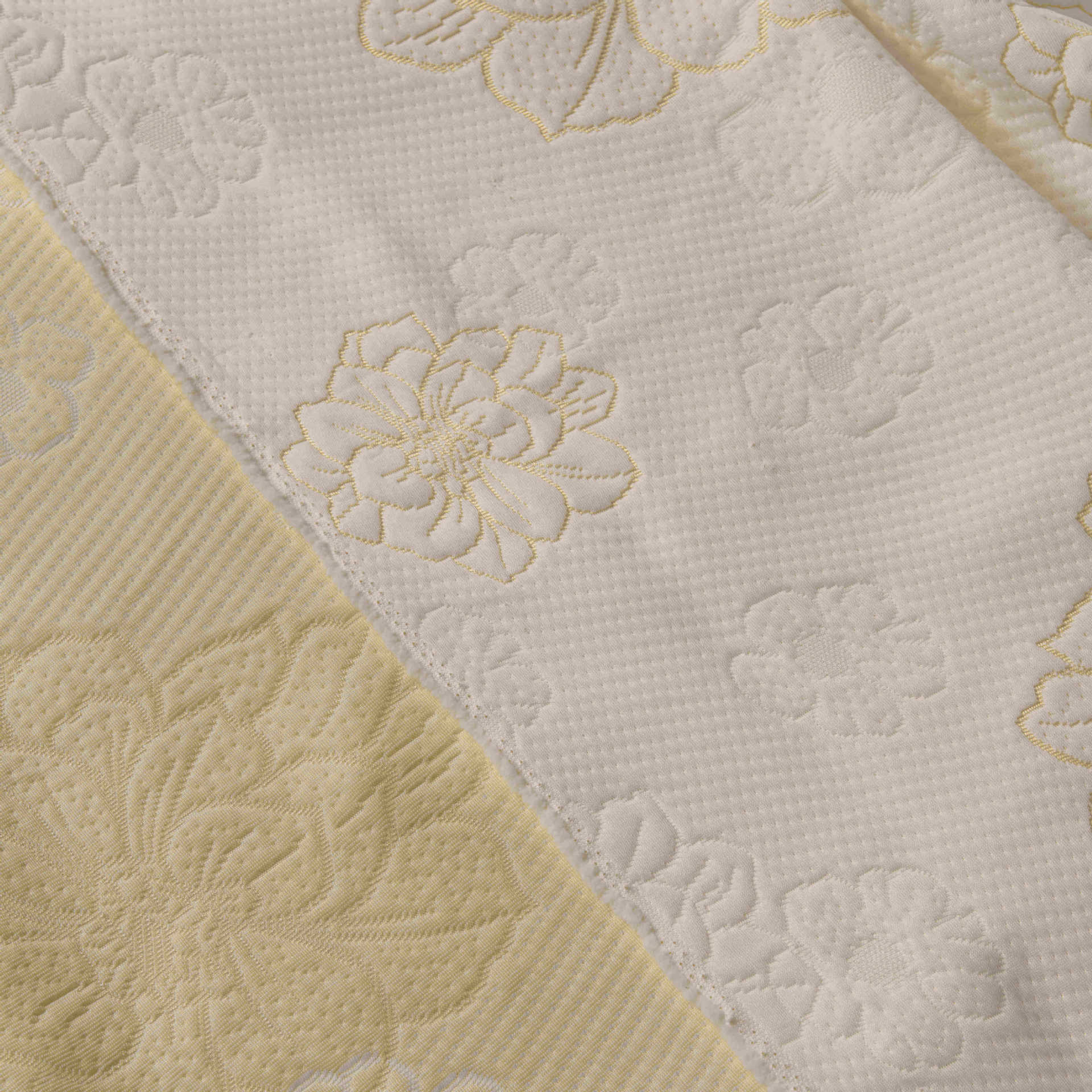 [Fabricante] 180 gramos de tela de colchón amarillo unilateral tejido jacquard patrón floral de venta caliente tela de colchón