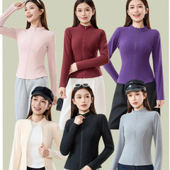 鱼骨德绒打底衫立领韩版内秋冬瑜伽上衣纸片人长袖开衫内搭收腰