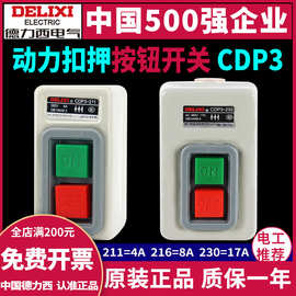 德力西押扣开关CDP3-230动力控制按钮扣押开关BS230B三相电机380v