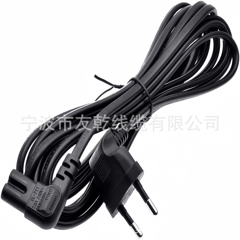 European Standard Two-Pin Plug to D-Type Figure-Eight Ac Power Extension Conversion Cable for Home Appliances and Servers European Standard 1.8m