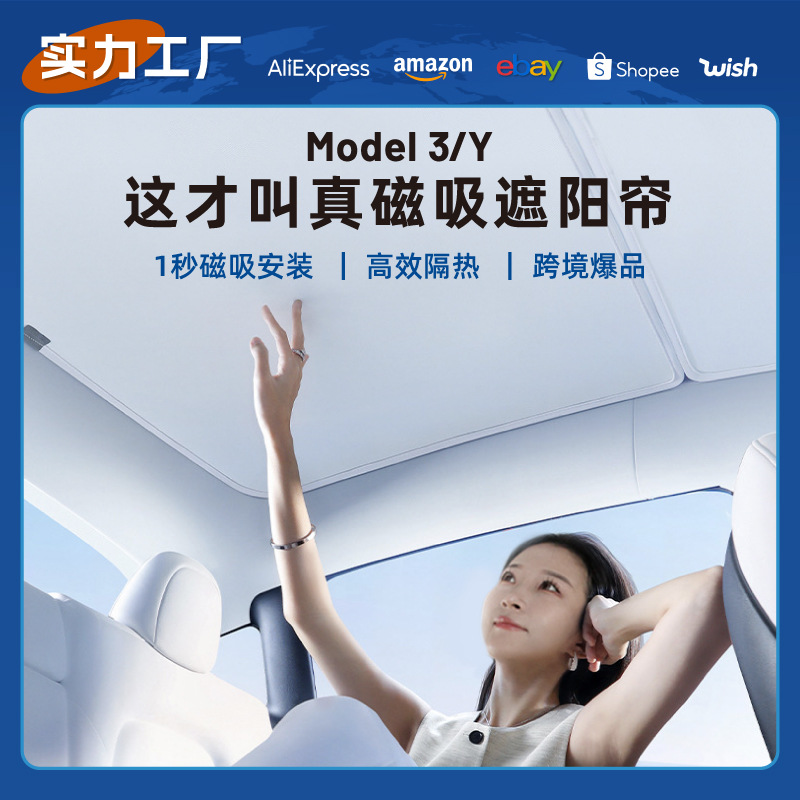 테슬라 차양 모델 3 | 지붕 차양 마그네틱 버클 자외선 차단제 자외선 차단제 단열 국경을 위해 적당한