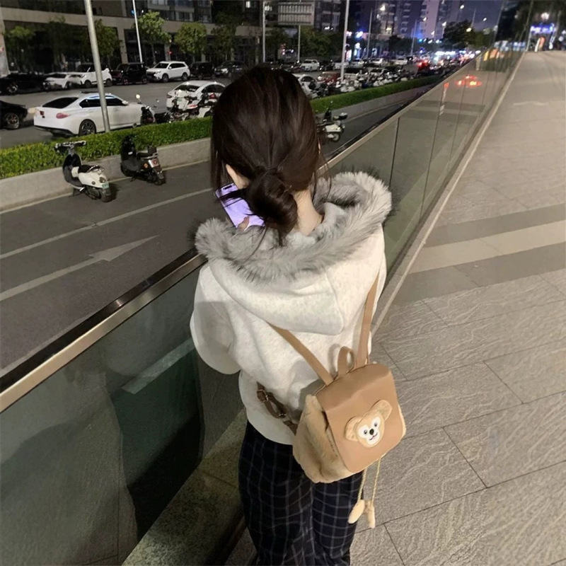 American-style high-street faux fur collar cardigan, 2026 autumn/winter new collection, fleece-lined, Korean-style, relaxed fit, versatile hooded sweatshirt