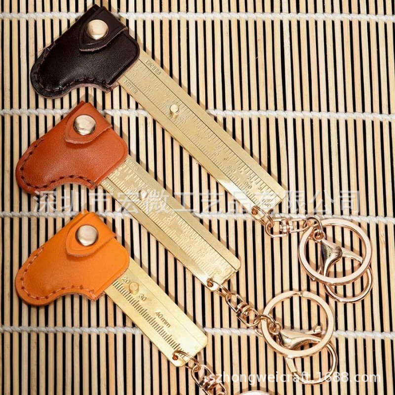 纯铜游标卡尺套 新款高度文玩小游标mini纯皮卡尺收纳套 防护收纳