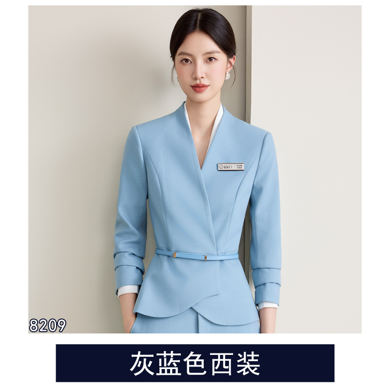 Gray blue suit + belt