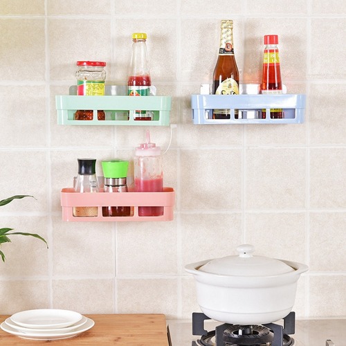 Triangular rectangular strong non-marking bathroom storage rack kitchen wall-mounted drain storage rack bathroom storage rack