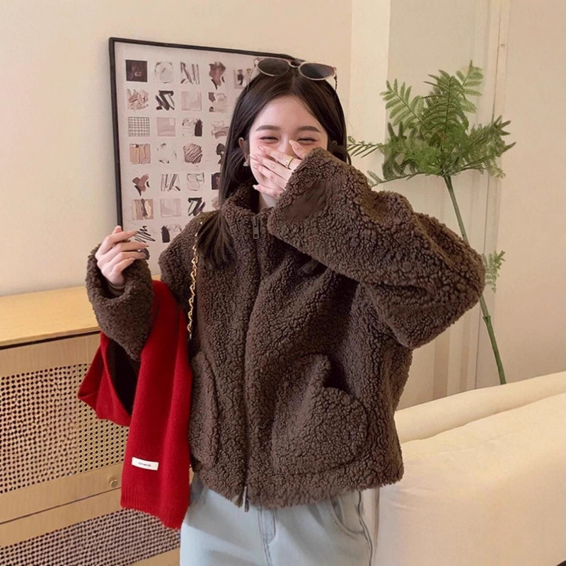 Soft and Fluffy Lambswool Jacket for Women, 2025 New Popular Style, Autumn and Winter, Petite Size, Versatile, Fashionable, Stylish Short Coat Soft and Fluffy Lambswool Jacket for Women, 2025 New Popular Style, Autumn and Winter, Petite Size, Versatile, Fashionable, Stylish Short Coat