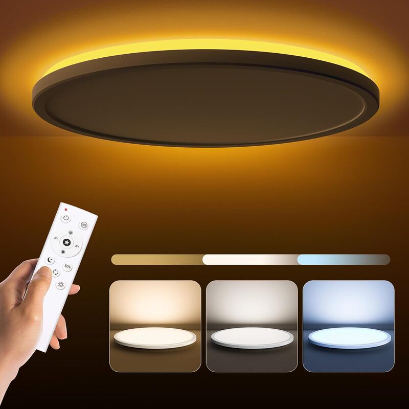 Amazon's Best Selling Amber Backlit Round Ceiling Lamp Intelligent Stepless Dimming Golden Backlit Ceiling Lamp