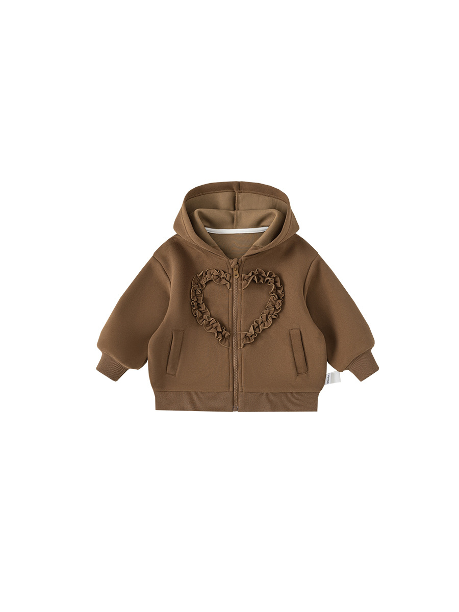 Youbao ropa para niños chaqueta de otoño para niñas 2025 nuevo suéter con cremallera con capucha de amor de encaje para niños QY24056