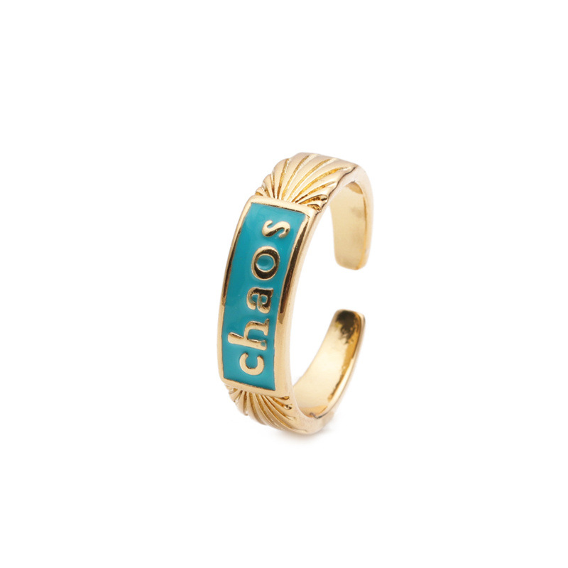Nihaojewelry Simple Letters Dripping Oil Copper Inlaid Zircon Ring Wholesale Jewelry display picture 3