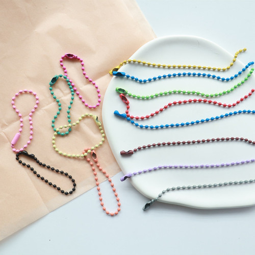 2.4mm painted bead chain DIY jewelry accessories metal keychain link wave bead chain clasp tag pendant hook connector chain