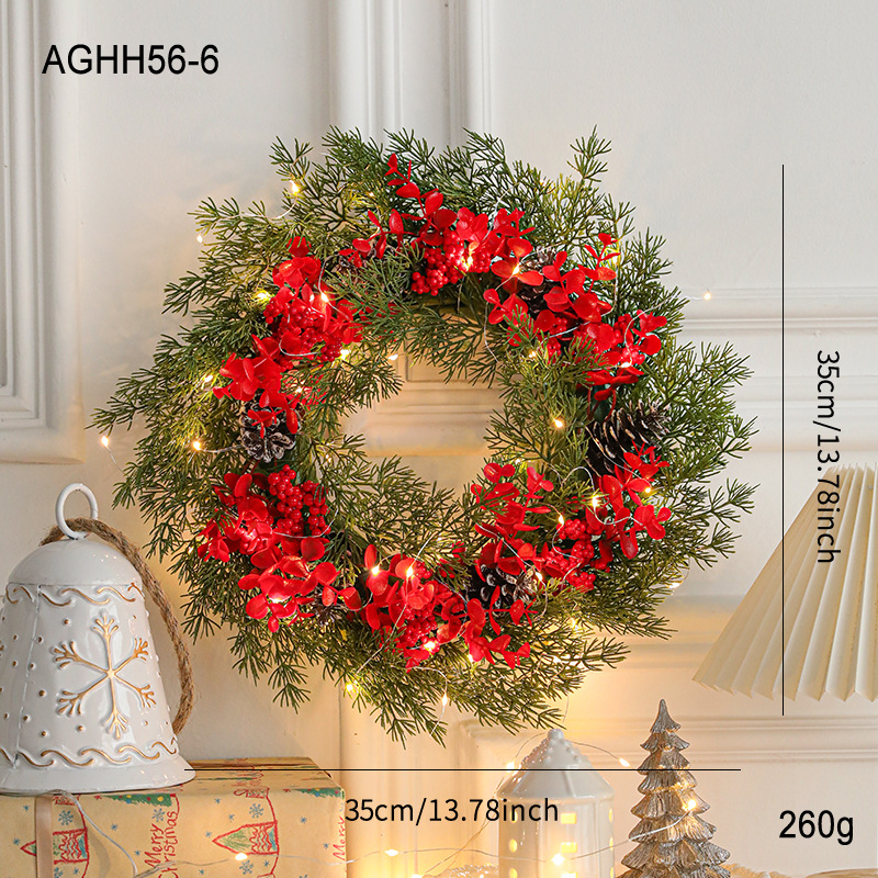 Nuevos productos transfronterizos 30CM decoraciones navideñas guirnaldas de pared colgando puerta colgando guirnaldas de caña ventanas de diseño mayorista