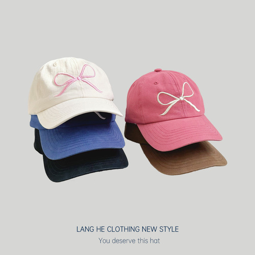 Butterfly knot embroidery duckbill cap for women, makes face look smaller, Instagram-style, Korean-style versatile casual baseball cap, spring and summer sun protection hat