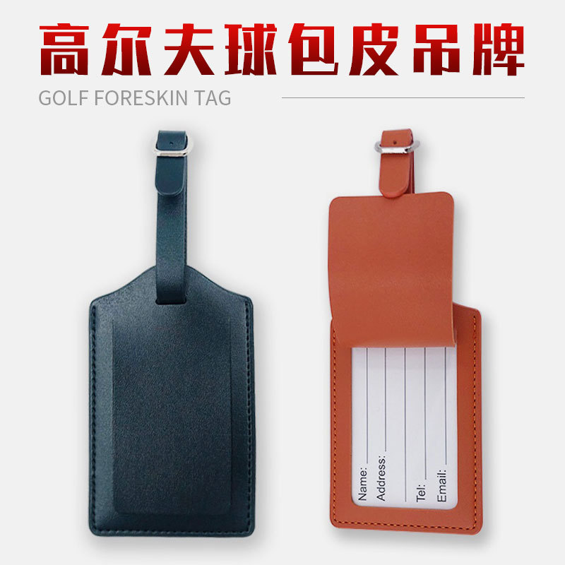 Marca de identificación de viaje de cuero de alta calidad de fábrica, titular de tarjeta de visita, bolsa de golf, etiqueta de cuero