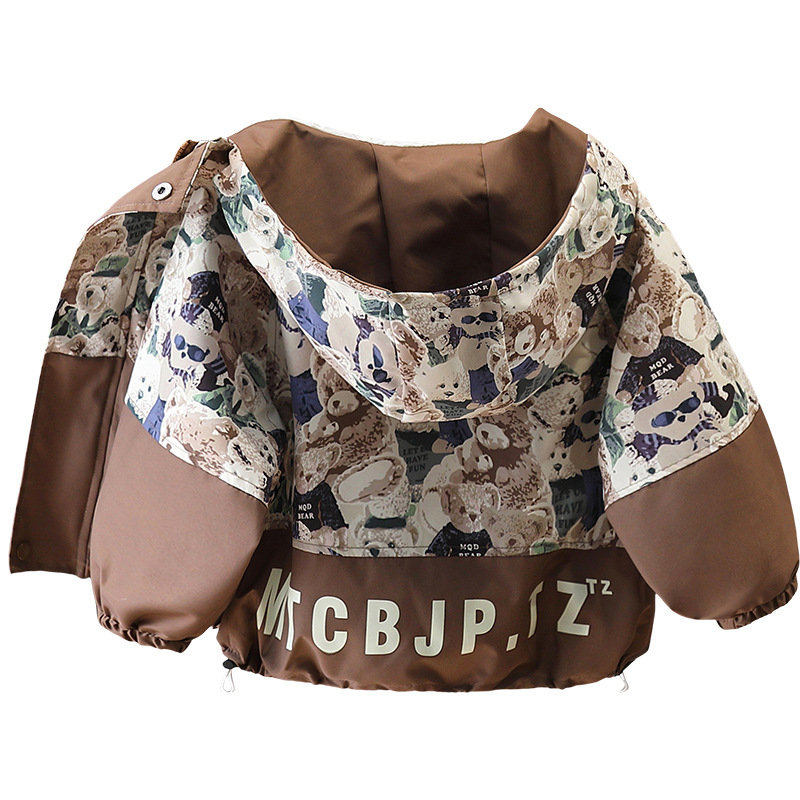 7630 ropa para niños gabardina para niños primavera y otoño 2025 nueva chaqueta de costura de moda para niños primavera top con capucha primavera