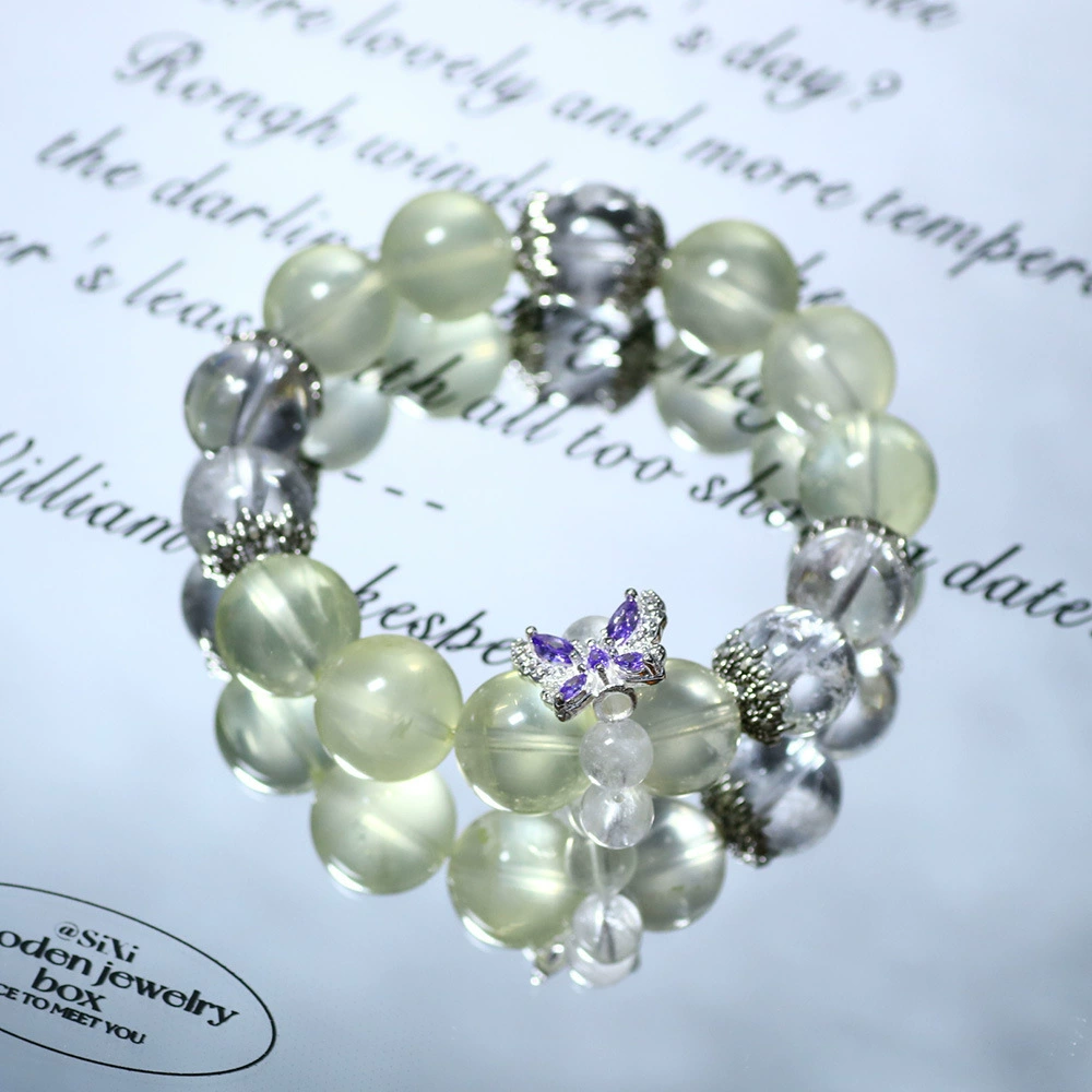 Douyin Xiaohongshu Live Supply натуральный лимонно-желтый белый хрустальный браслет оригинальный дизайн DIY хрустальный браслет