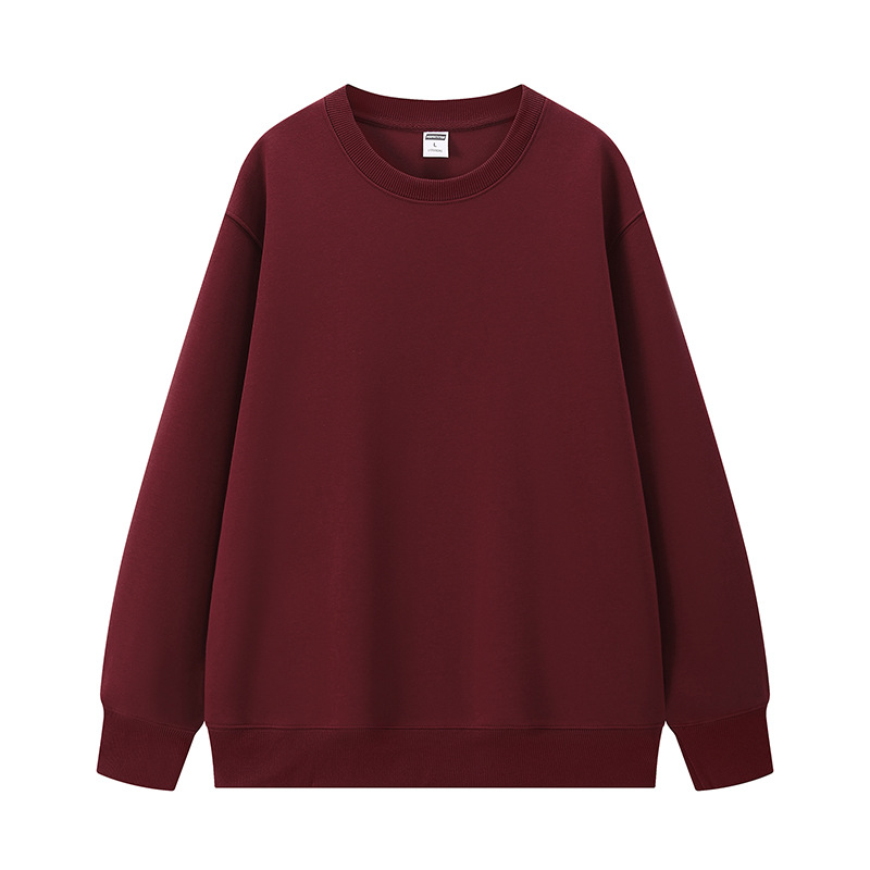 350 gramos pesados cómodos hombros de equipo de cuello redondo ropa de trabajo personalizada de manga larga suéter de color sólido logotipo impresa