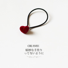 饰品店货源川野日韩爱心植绒气质扎头橡皮筋头绳发饰网红可爱