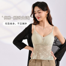 【厂家定制】蕾丝吊带带胸垫一体固定杯打底背心性感美背内衣露背