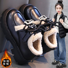 童鞋女童小皮鞋冬季2025新款儿童加绒加厚保暖雪地棉鞋女孩中大童