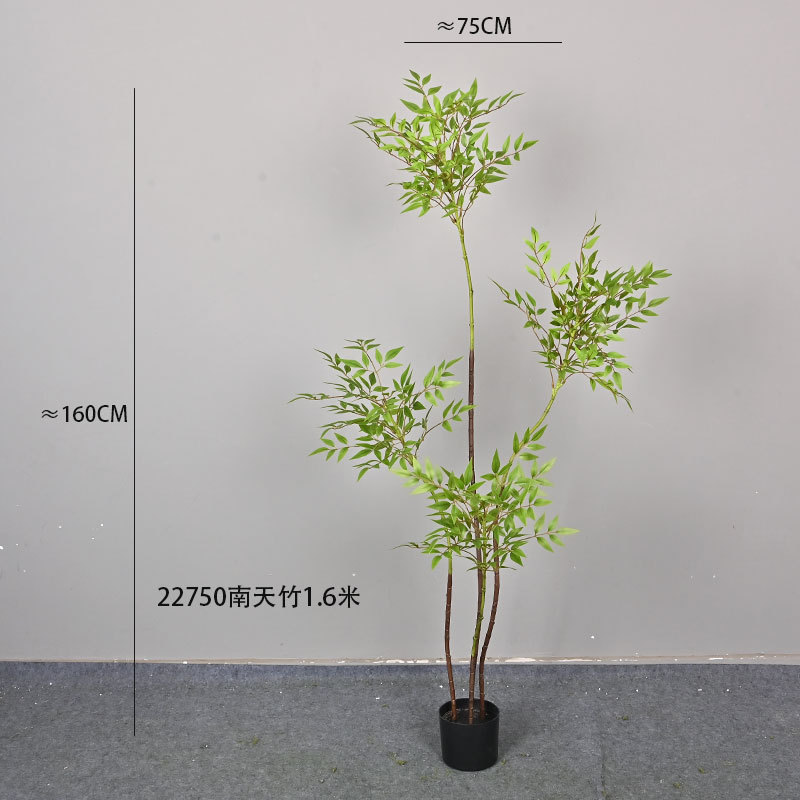 偽の緑の植物、模擬南天竹、屋内鉢植えのトップ10の功績、大型床置き装飾品、リビングルームの軽い豪華なバイオニック植物|undefined