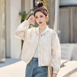 刺绣花宽松短外套女休闲时尚棒球服蕾丝上衣韩版百搭2025春秋新款