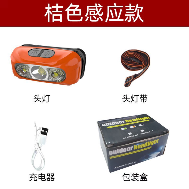 New LED headlamp wave induction headlamp USB charging head-mounted night running fishing mini headlamp wholesale