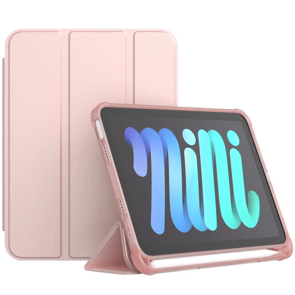 Защитный чехол (iPad) для iPad mini 6 — PU и силиконовый трёхстворчатый подставка, слот для ручки, соты против падения