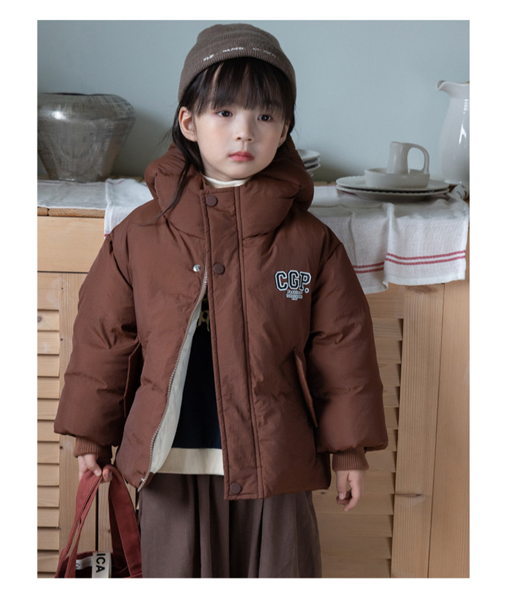 Children's 2023 new solid color hooded turtle shell jacket for boys and girls, white duck down children's clothing live_voghion.com