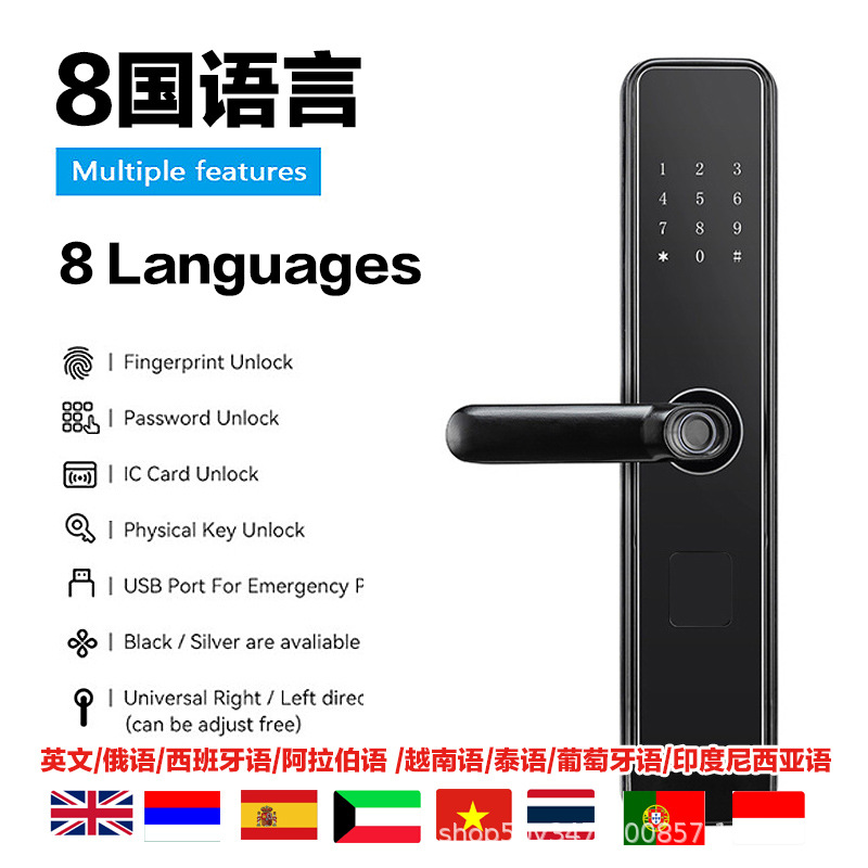 跨境多国葡萄牙语俄语智能锁智能锁密码门锁入门密码锁指纹锁批发