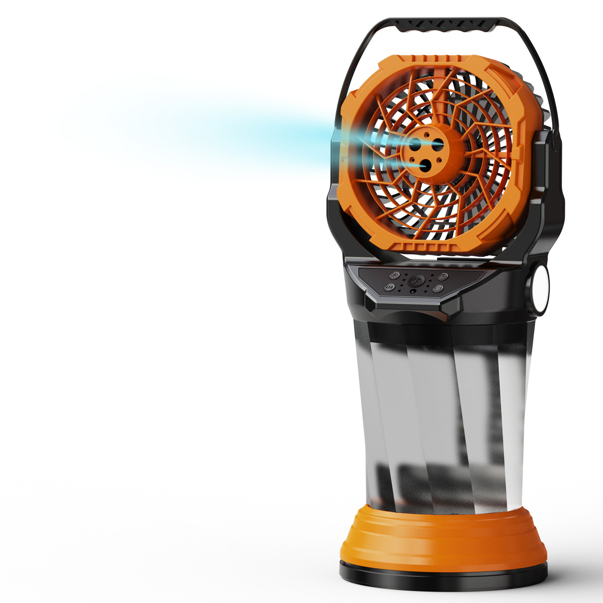 Ventilador Multifuncional de Camping con Pulverizador con Luz RGB Control Remoto y Oscilación para Exterior