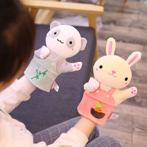 Soothing Cute Hand Puppet Plush Toy Rabbit Panda Preschool Education Doll Parent-child Interactive Storytelling Finger Doll