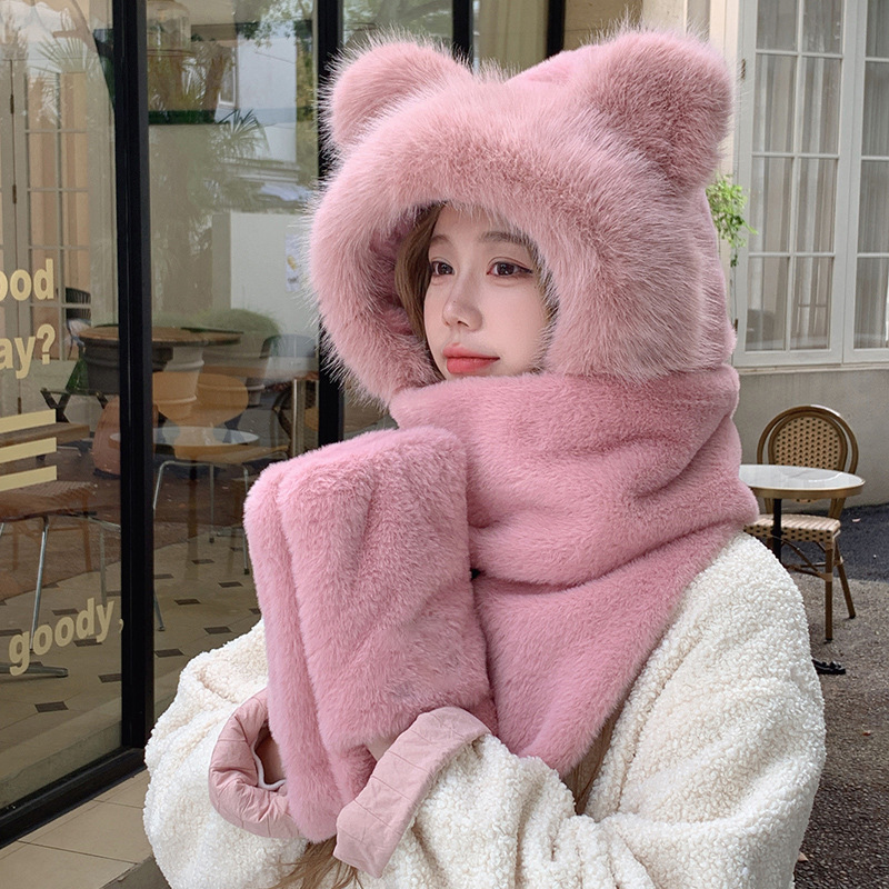 Peluches d'automne et d'hiver, écharpes pour enfants, gants, un joli ensemble trois pièces, protection auditive épaisse et coupe-vent, chaud_voghion.com