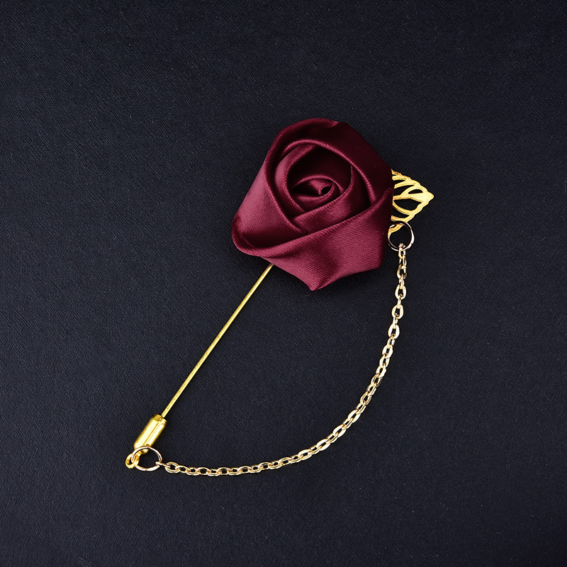 Broche de marié en chaîne de roses, style chinois, couleur unie, multicolore, badge d'hôte pour événement, décoration de mariage_voghion.com