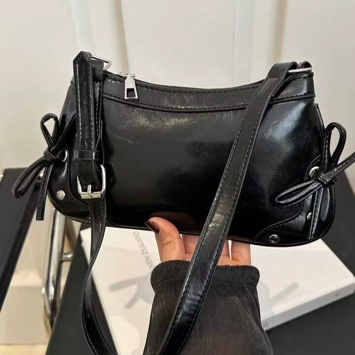 Сумка женская новая осень-зима 2025 трансграничная европейская и американская сумка премиум-смысл бант подмышка сумка дикий на плечо сумочка