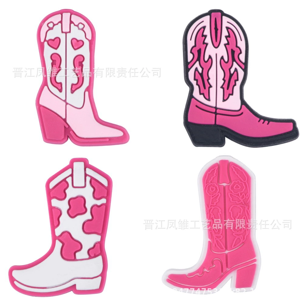 Fuchsia denim shoes, footwear buckle PVC, keychain, accessory, decorations