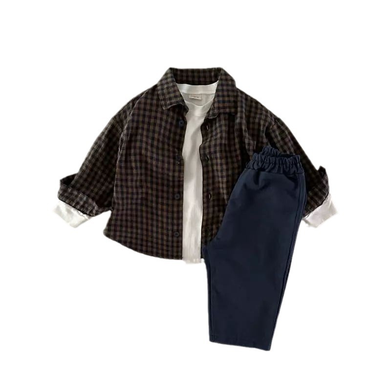 Camisa de primavera para niños estilo coreano ropa para niños Rebeca a cuadros ropa de primavera para bebés camisa de solapa para Bebés Ropa de primavera
