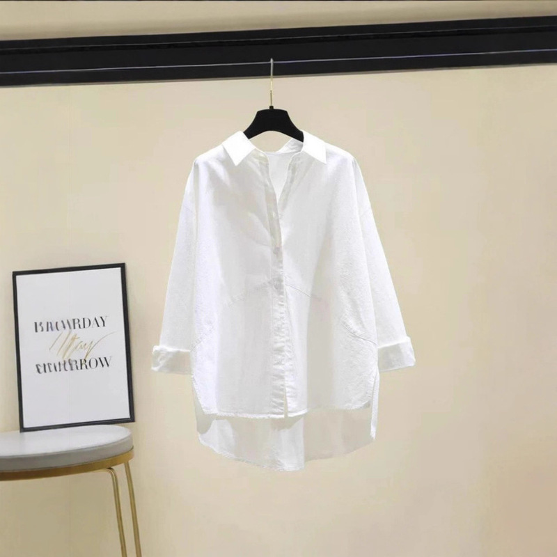 White Shirt Women's Design Niche Tops 2025 Spring & Fall Korean Style Loose Sweatshirt Bf Style Casual Versatile Tops