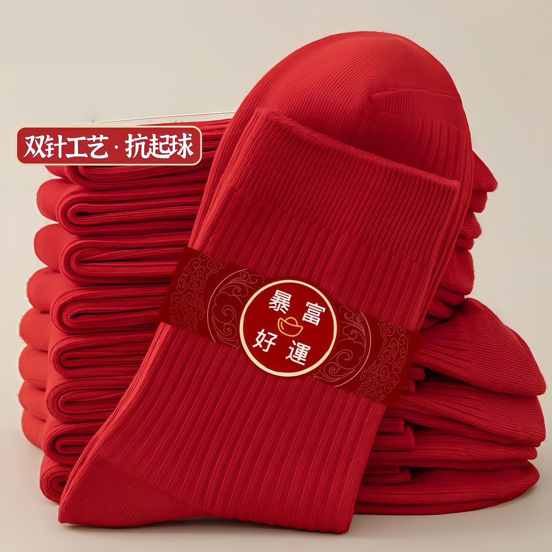 Red socks for the zodiac year, breathable mid-tube cotton socks, bright red, for men and women, couples, wedding celebration socks, Year of the Horse