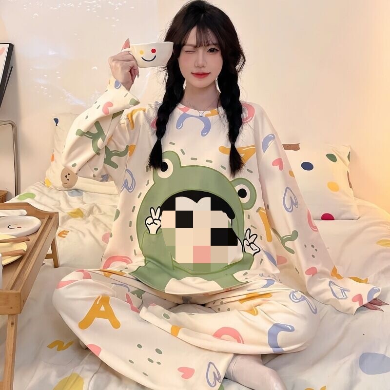 New Spring, Autumn, and Winter Pajamas for Women, Long-Sleeved and Long-Pants Cartoon Style, Plus-Size Female Student Loungewear, Can Be Worn Outside as a Set New Spring, Autumn, and Winter Pajamas for Women, Long-Sleeved and Long-Pants Cartoon Style, Plus-Size Female Student Loungewear, Can Be Worn Outside as a Set