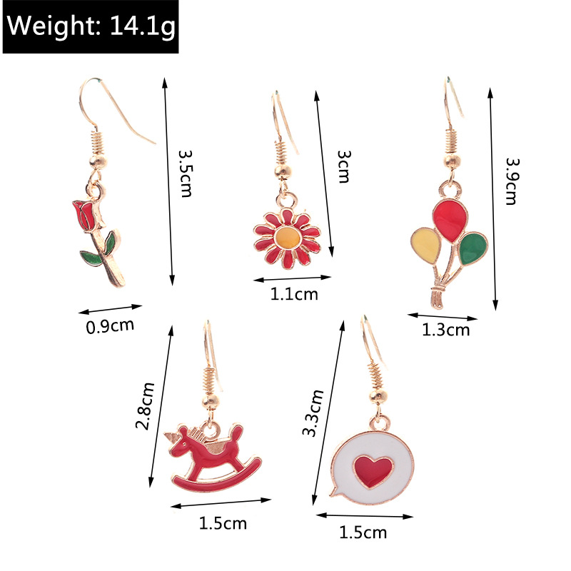 1 Set Fashion Heart Shape Flower Alloy Enamel Womenu0027S Drop Earrings